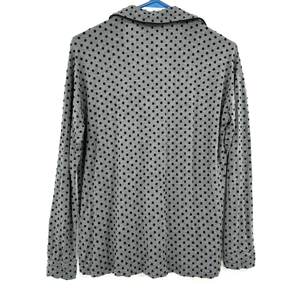 Soma size XS gray black polka dot button up pajama set long sleeve pants - Picture 4 of 8